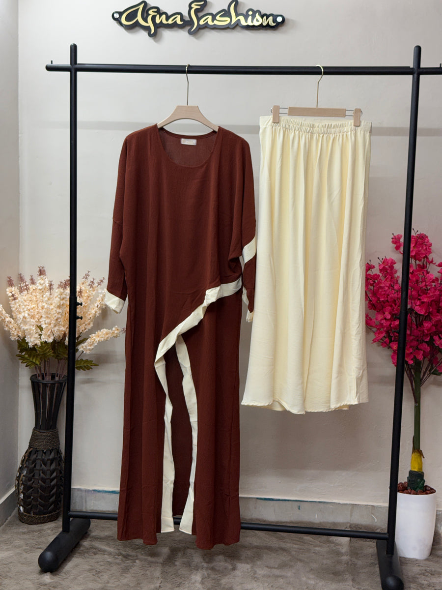 Imp CY Rust Brown Top with Cream Skirt
