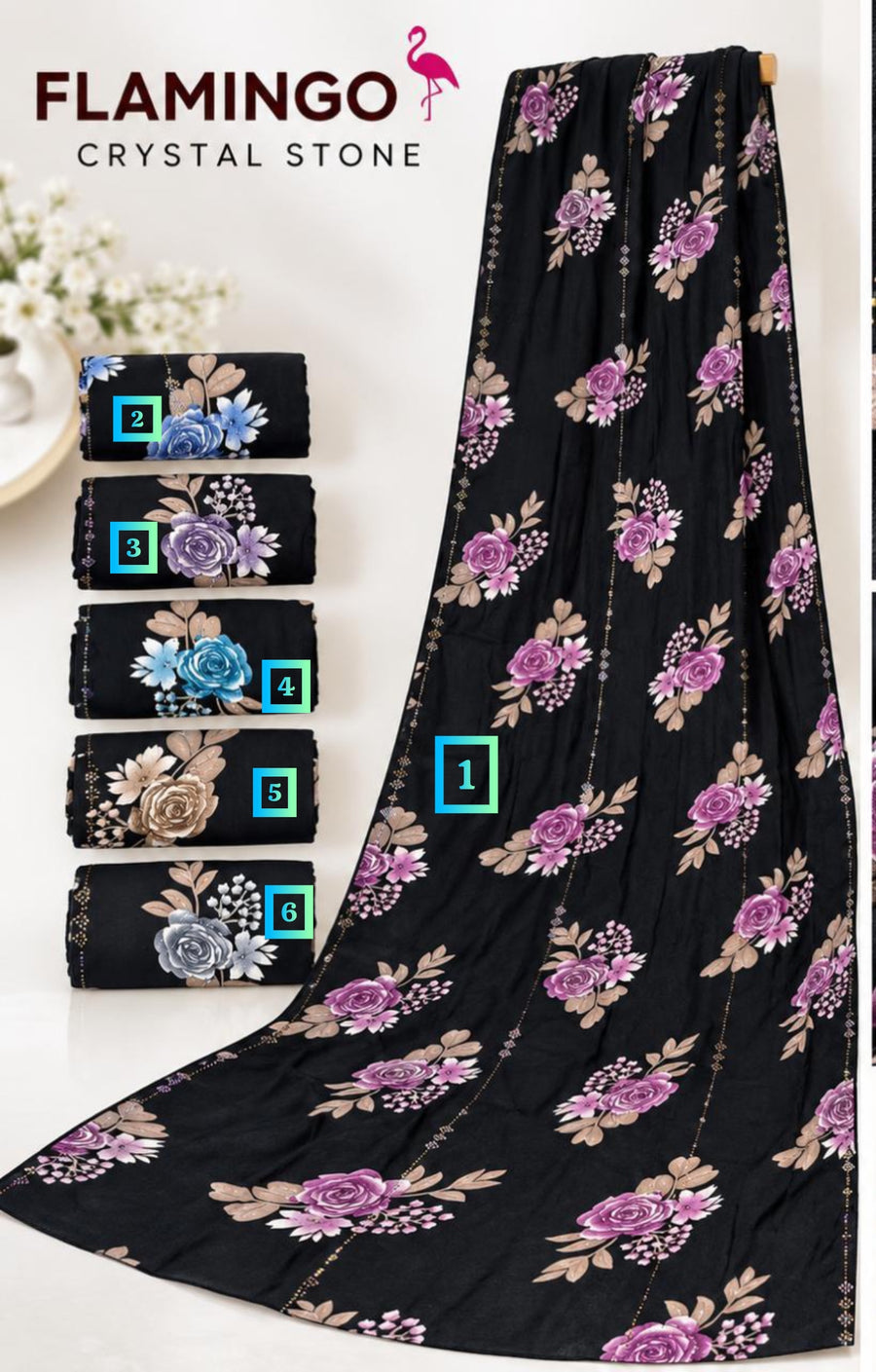 Flamingo Hijab Black