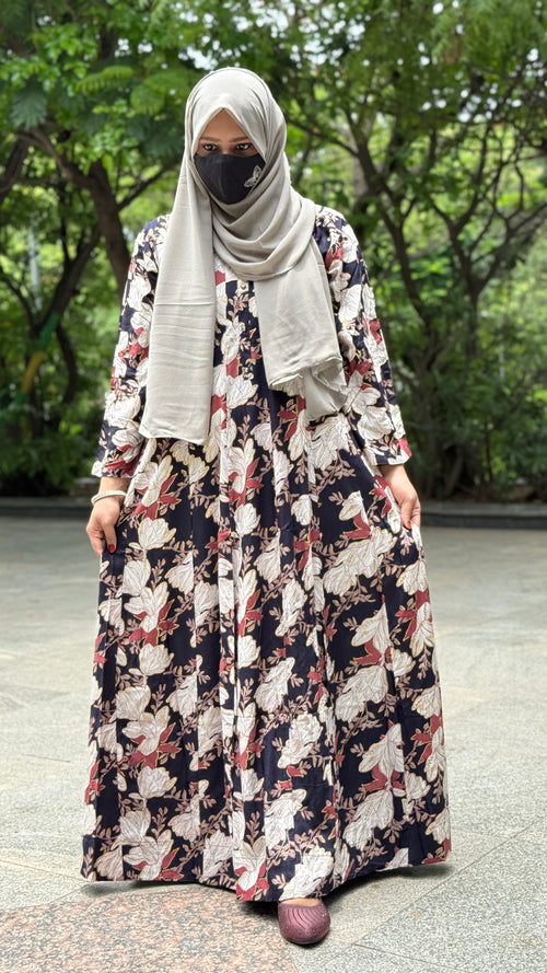 Anarkali Panel Cut Maxi Black with Brown