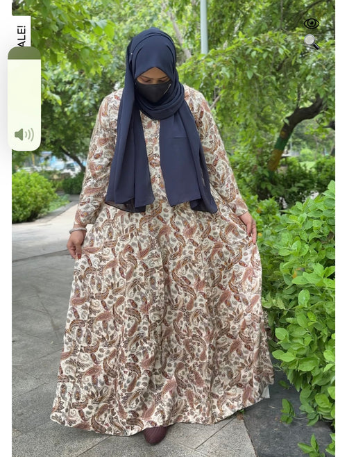Anarkali Panel Cut Maxi Paisley Brown