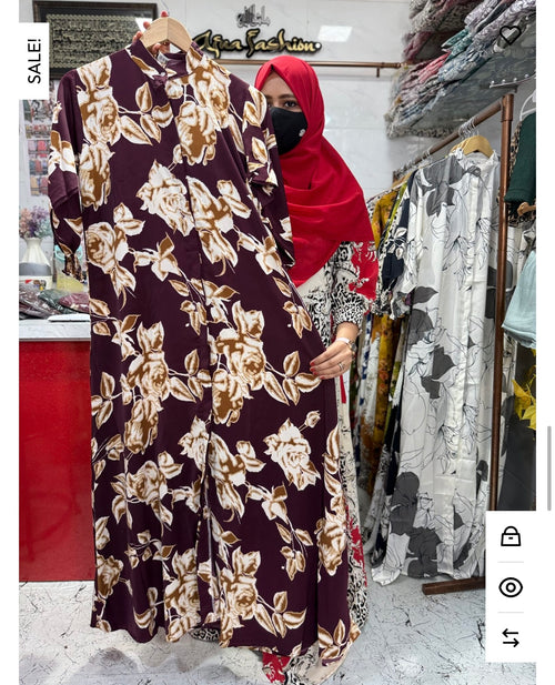 Imported Abaya Maroon Floral