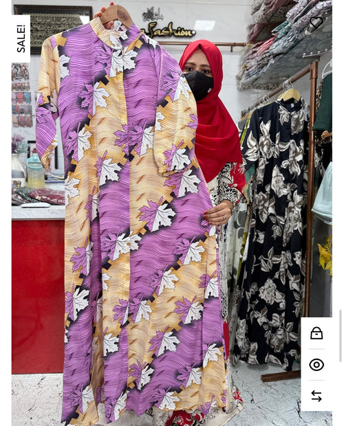 Imported Abaya Pink Leaf Print