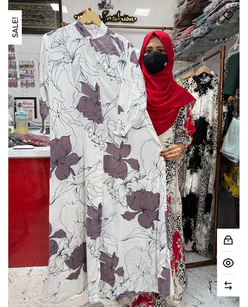 Imported Abaya White with Purple