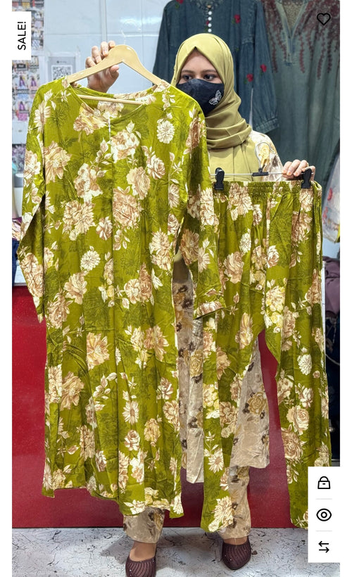 Premium Rayon Cord set DK Green