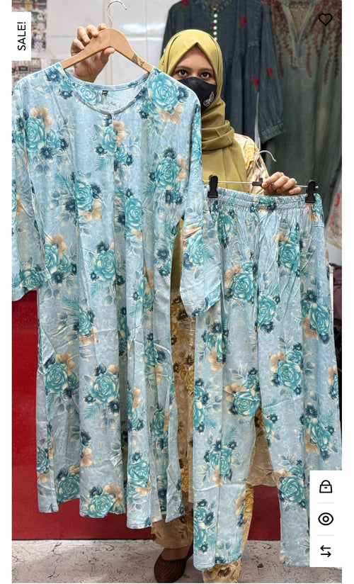 Premium Rayon Cord set Lt Blue