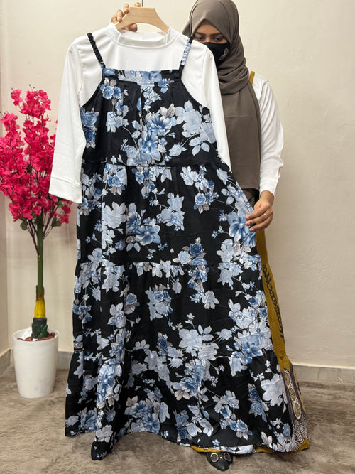 Romper Black with Blue Floral