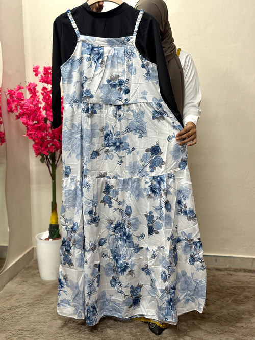 Romper White With Blue Floral