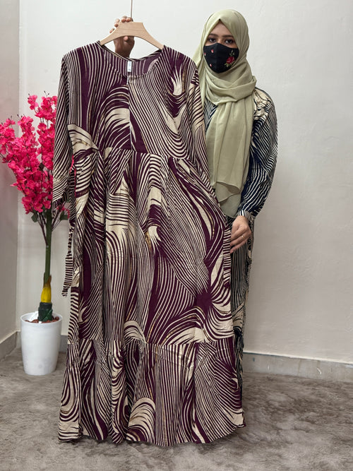 Soft Rayon Maxi wave Print Maroon