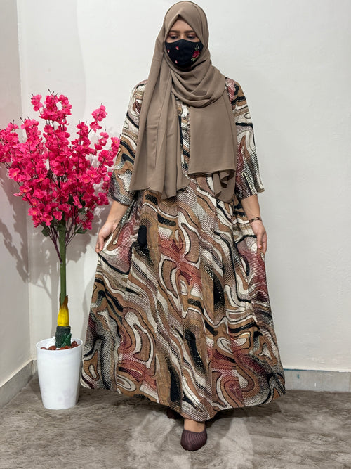 Panel Cut Maxi Marble Print Black