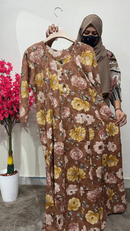 Panel Cut Maxi Floral Print Brown