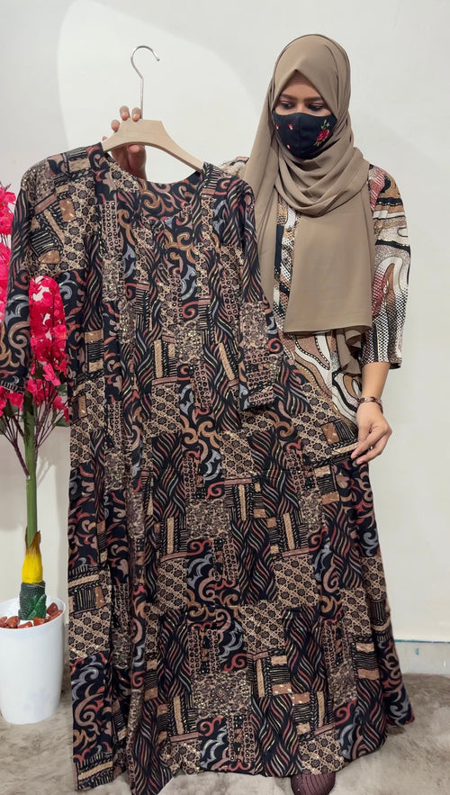 Panel Cut Maxi Batik Print Black