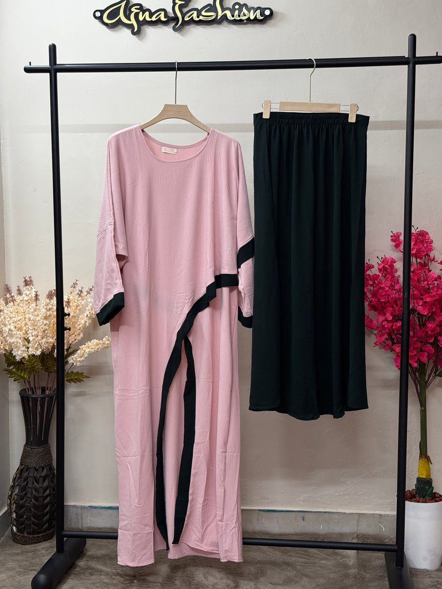 Imp CY Pink Top With DK green Skirt