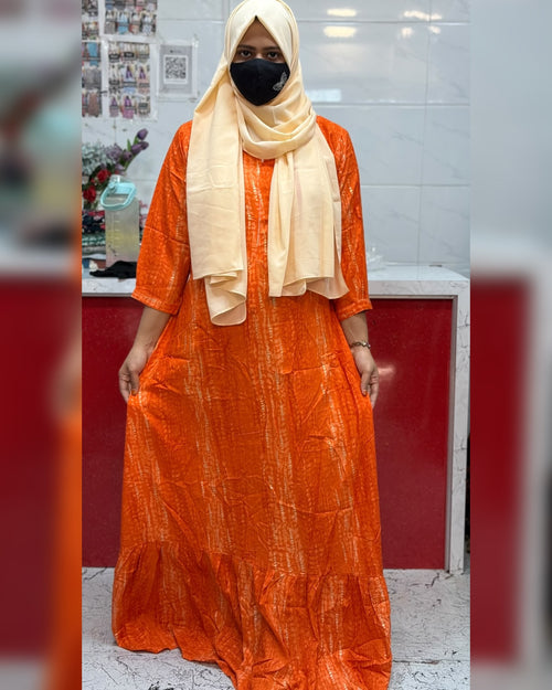 Premium Rayon Maxi Orange Textured