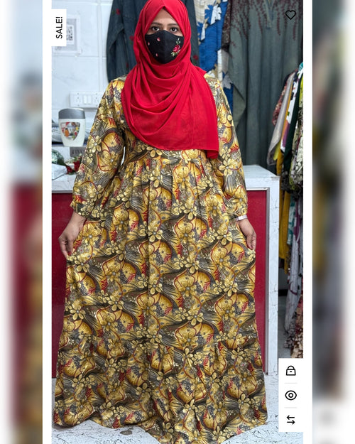 Premium Rayon Maxi Caramel With Grey