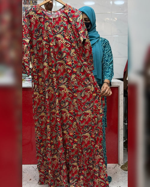 Premium Rayon Maxi Kalam Kari Red