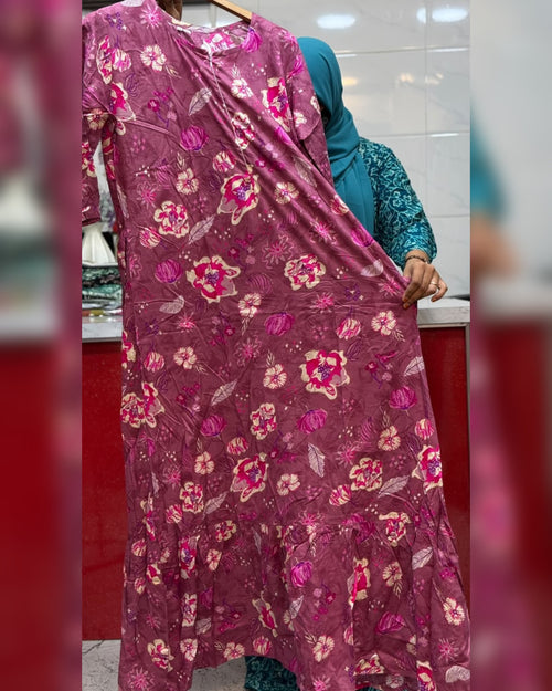 Premium Rayon Maxi Dusty Purple Floral