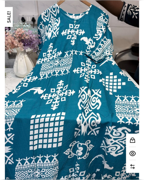 Rayon Maxi Blue with white