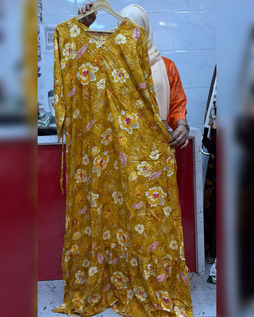 Premium Rayon Maxi Yellow Floral
