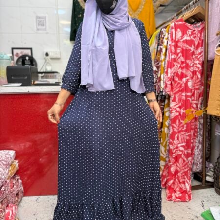 rayon maxi navy blue heart print