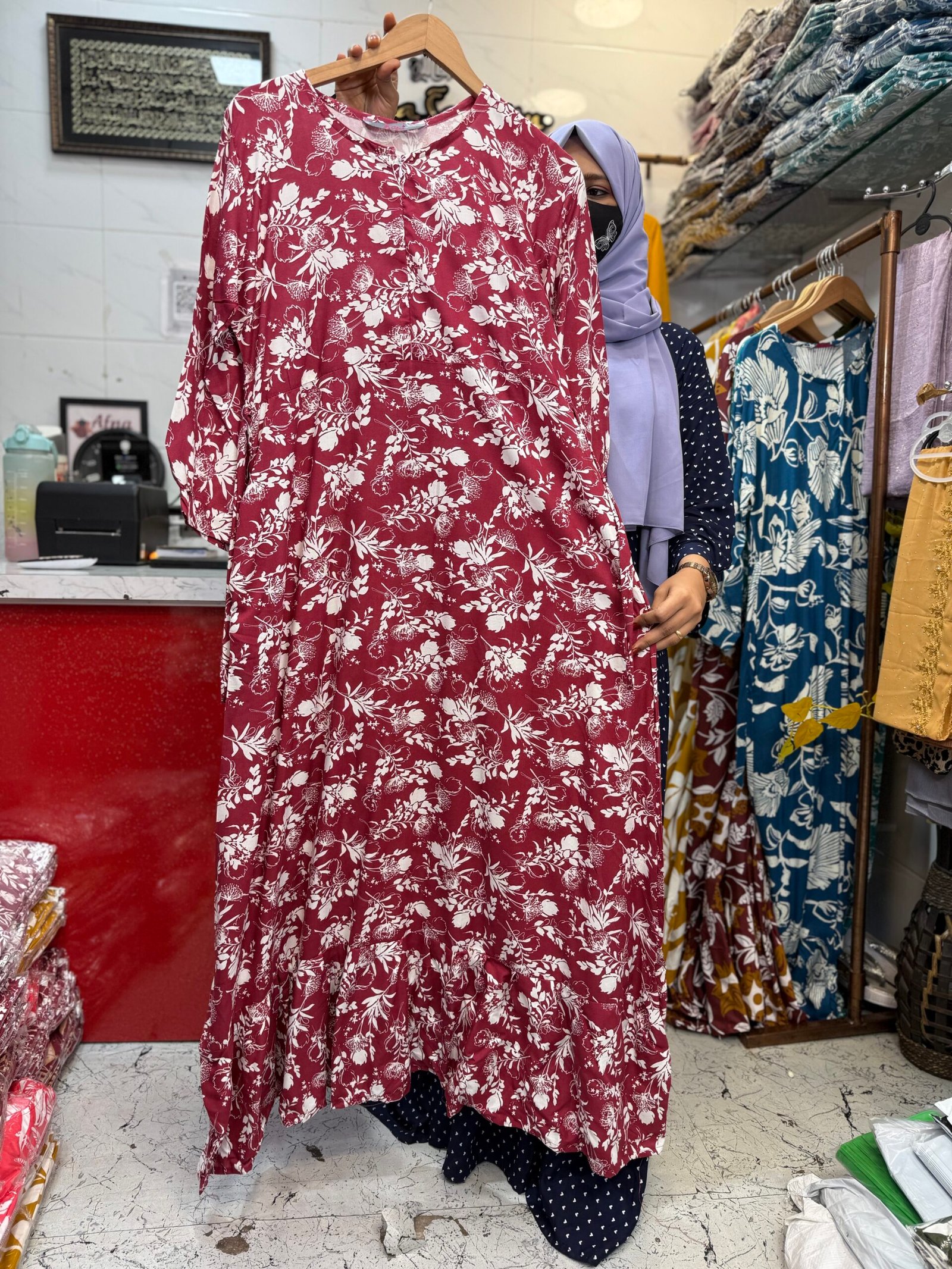 rayon maxi red floral