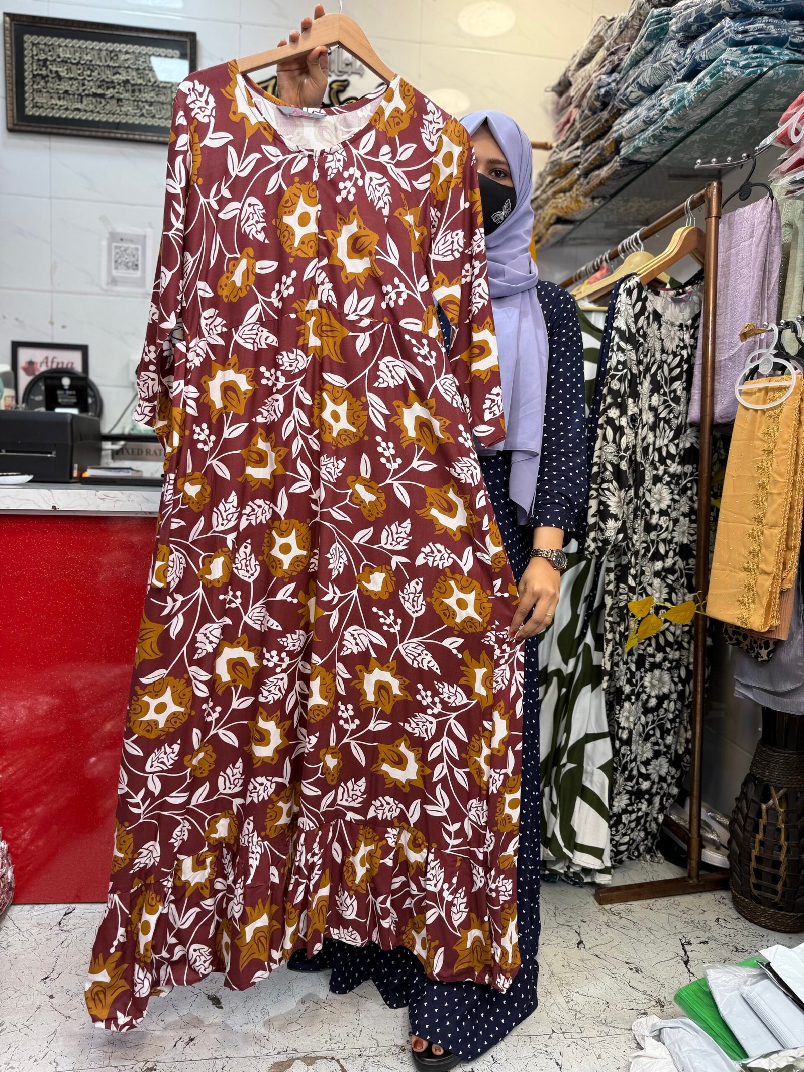 rayon maxi maroon floral