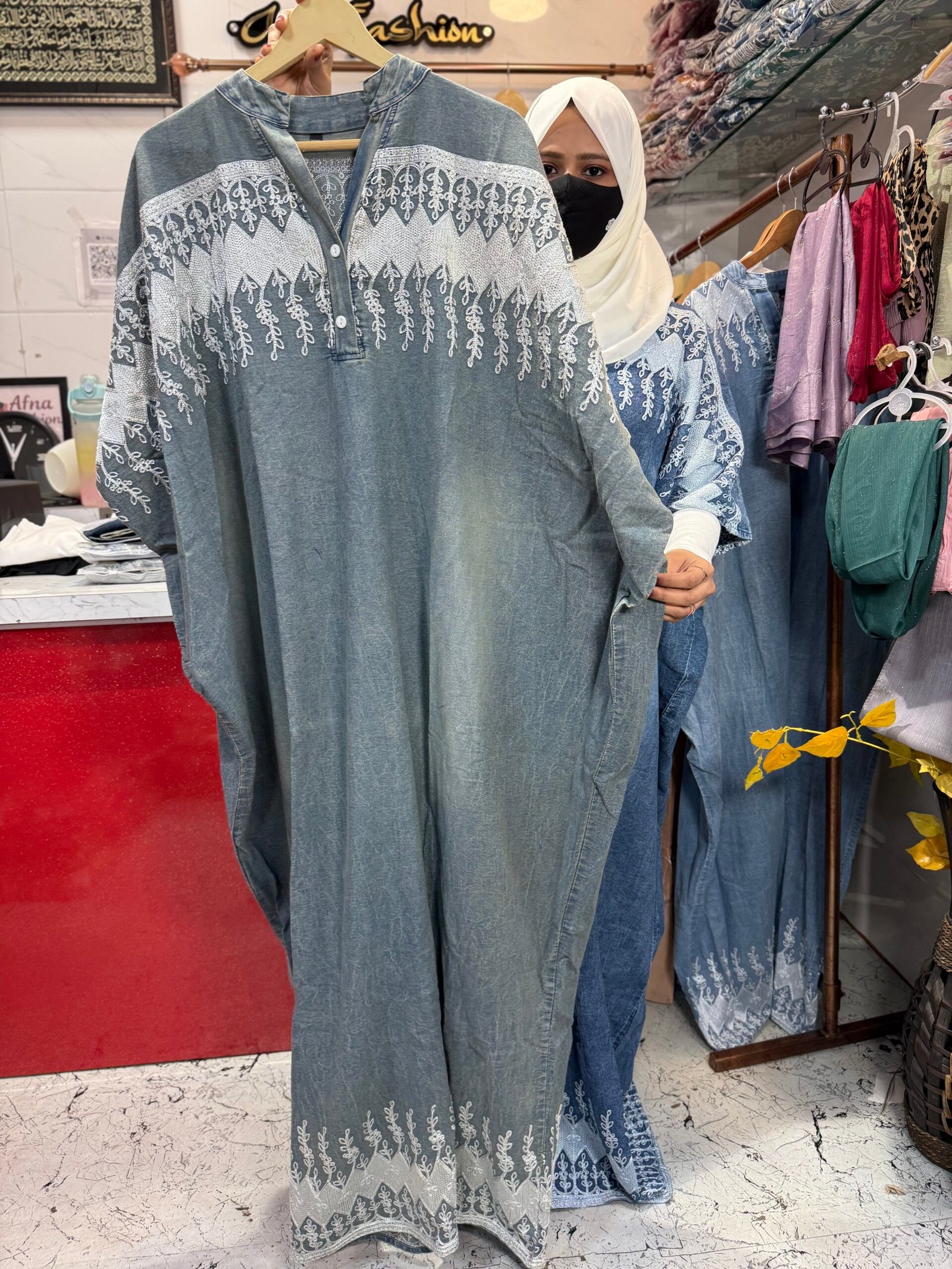 Denim kaftan greyish tone