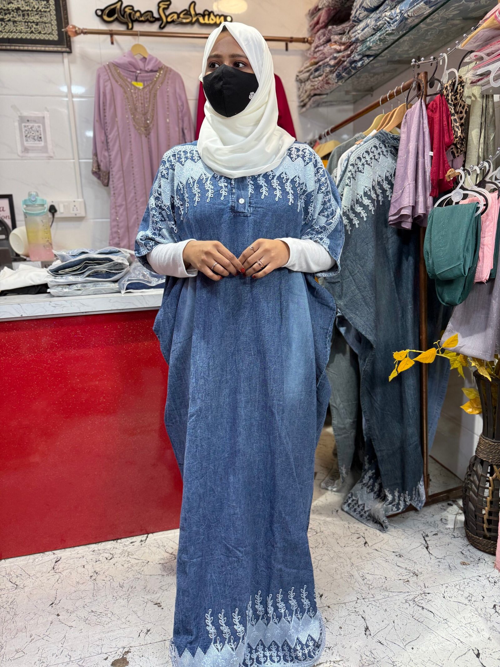 Denim kaftan dark blue