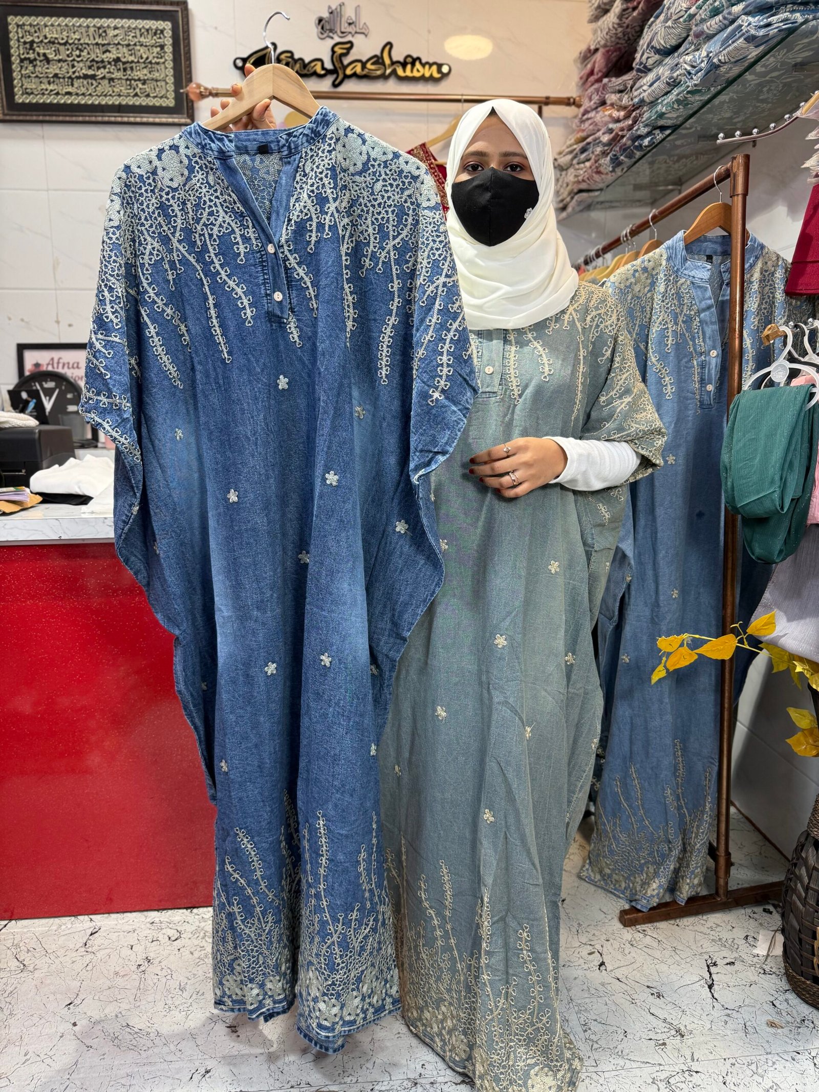 Denim kaftan dark blue