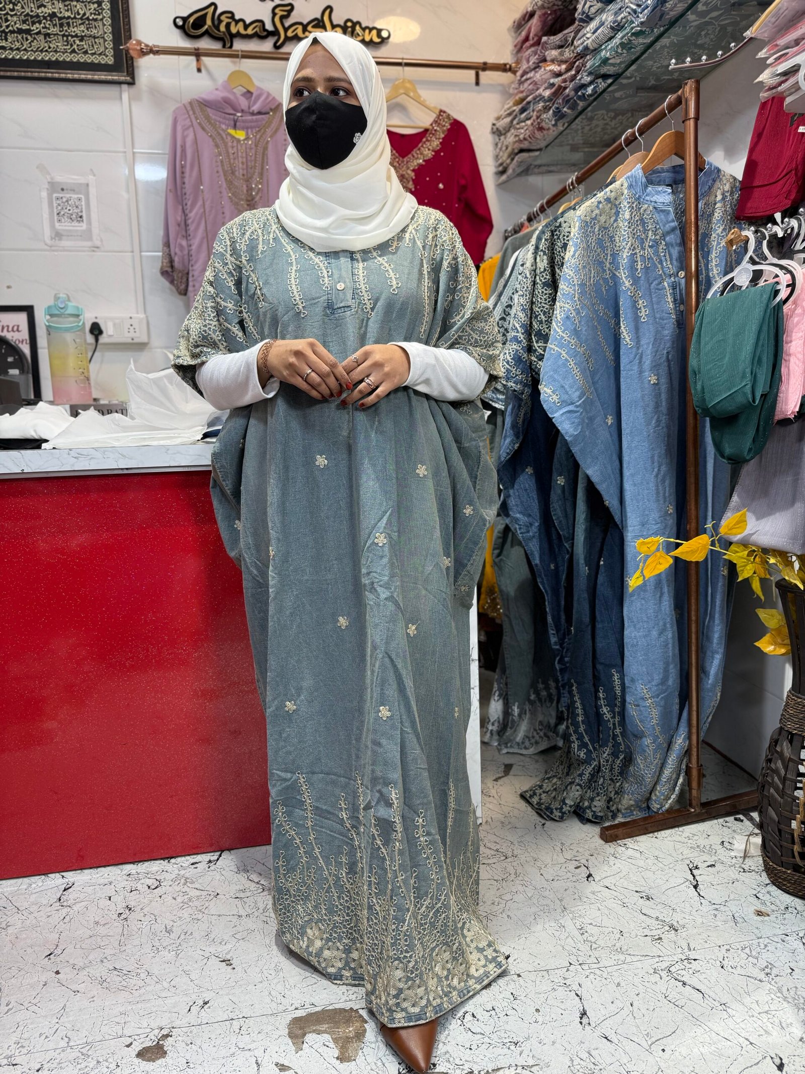 Denim kaftan greyish tone