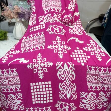 RAYON MAXI Pink with white print