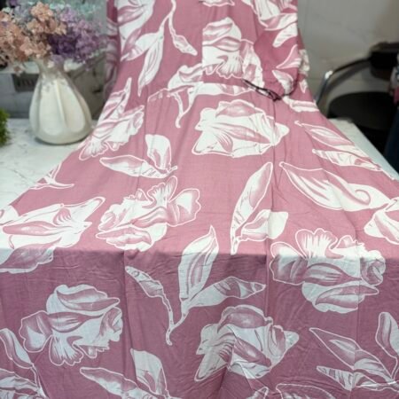 Rayon maxi lit pink with white floral