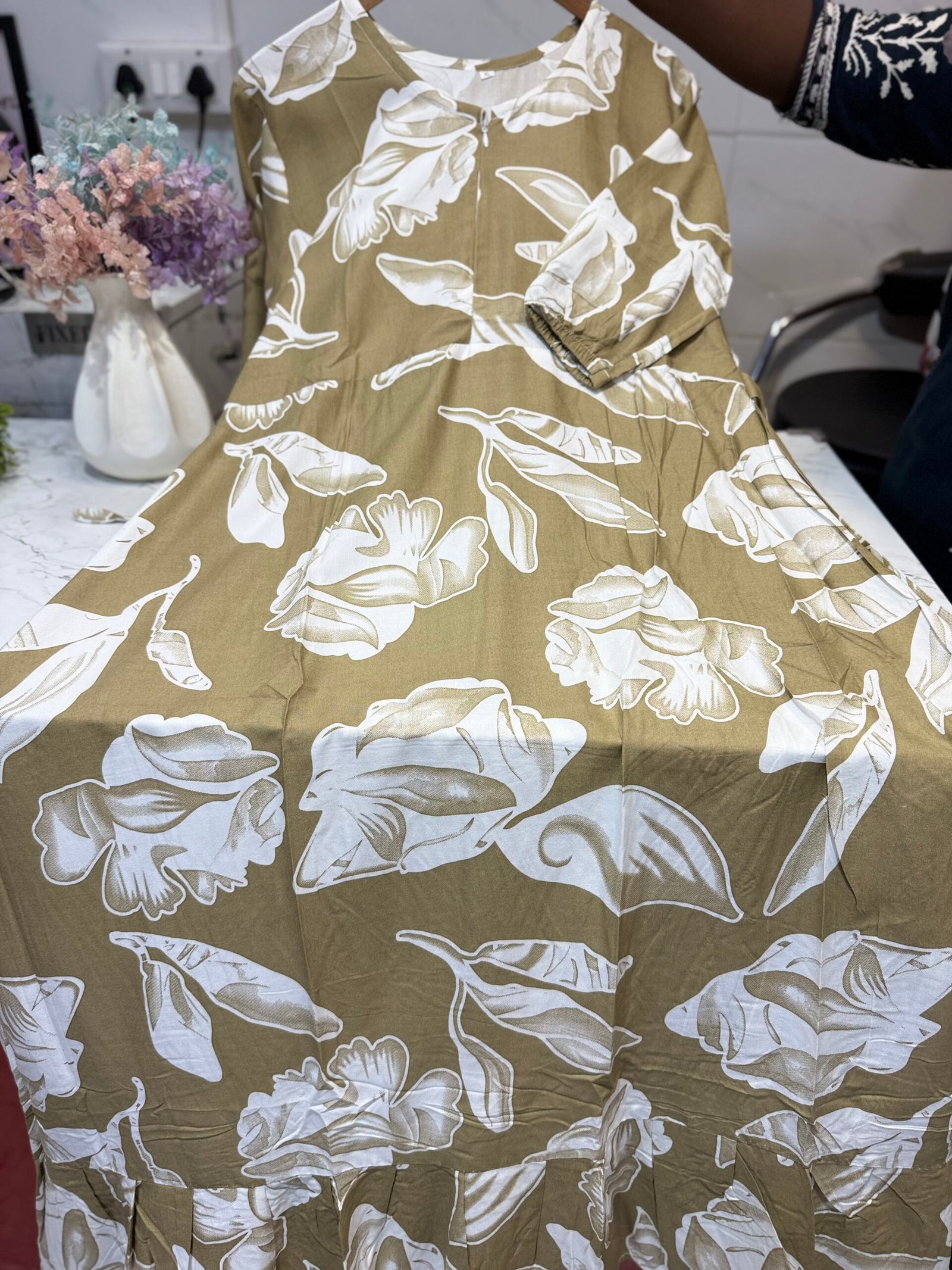 Rayon maxi olive brown