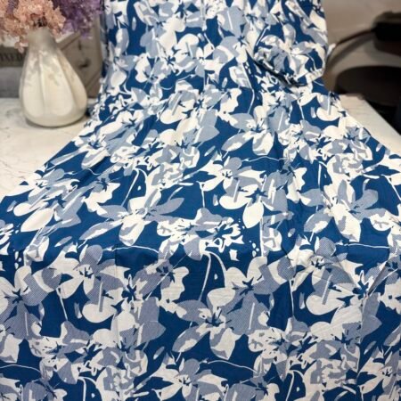 Rayon maxi teal blue with floral