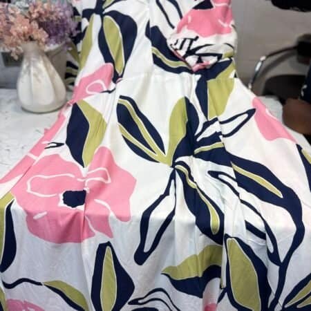 Rayon maxi white with pink floral