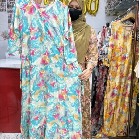 Rayon maxi blue marble print