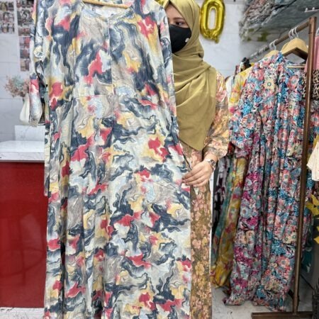 Rayon maxi grey marble print